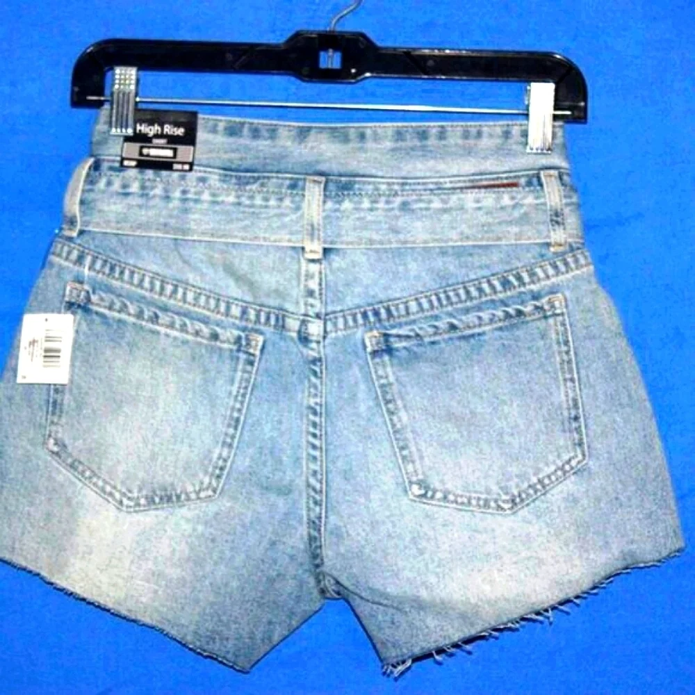 Rock & Roll Denim High Rise Belted Denim Shorts Blue NWT